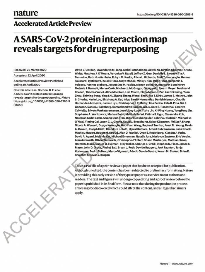 A SARS-CoV-2 Protein Interaction Map Reveals Targets for Drug Repurposing